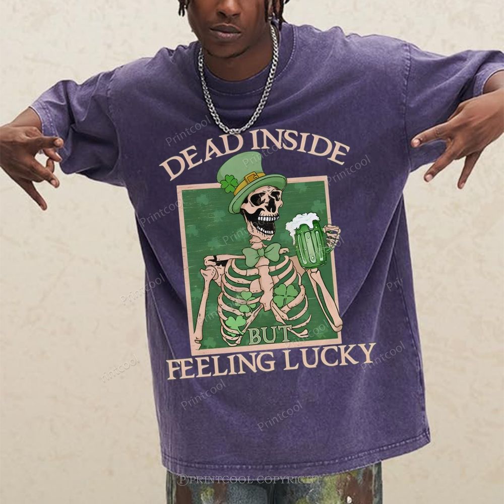 Lucky Skeleton Festival Vibe Unisex Vintage Washed Tee
