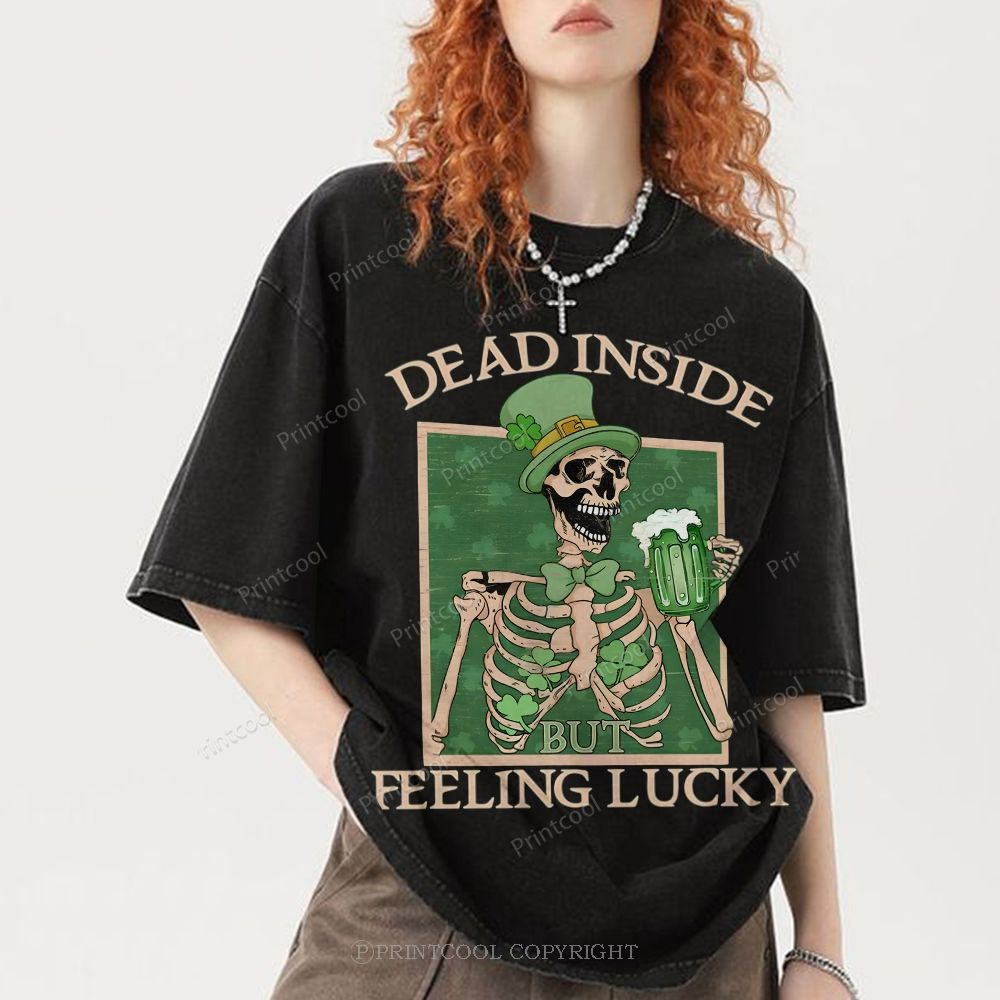 Lucky Skeleton Festival Vibe Unisex Vintage Washed Tee