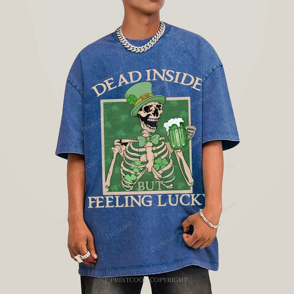 Lucky Skeleton Festival Vibe Unisex Vintage Washed Tee