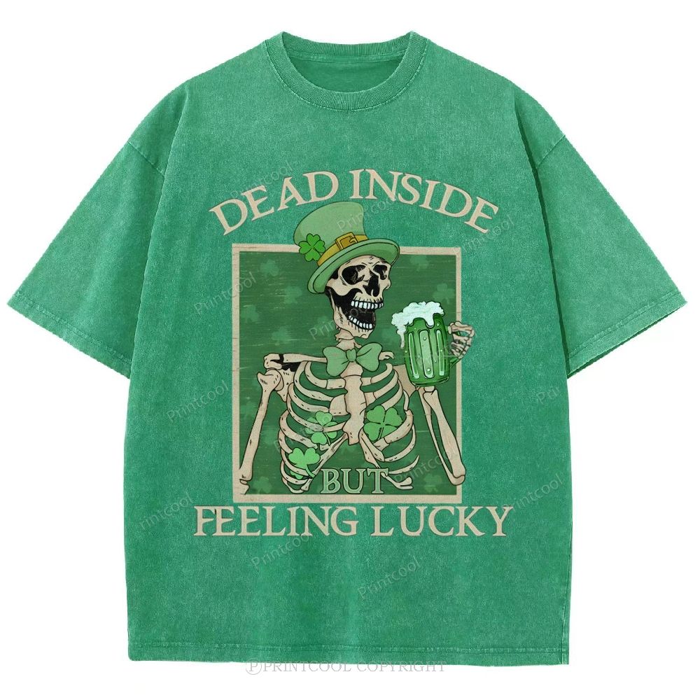 Lucky Skeleton Festival Vibe Unisex Vintage Washed Tee