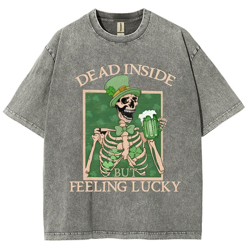 Lucky Skeleton Festival Vibe Unisex Vintage Washed Tee