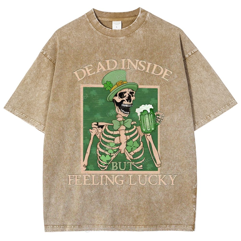 Lucky Skeleton Festival Vibe Unisex Vintage Washed Tee
