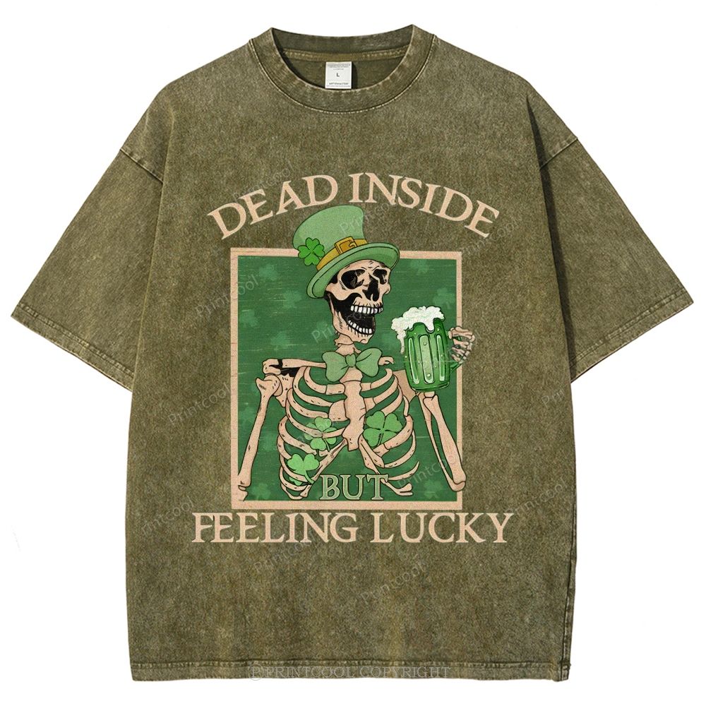 Lucky Skeleton Festival Vibe Unisex Vintage Washed Tee