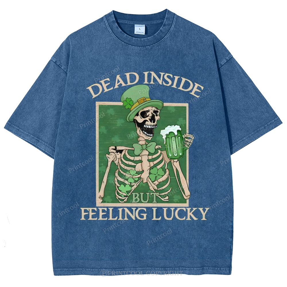 Lucky Skeleton Festival Vibe Unisex Vintage Washed Tee