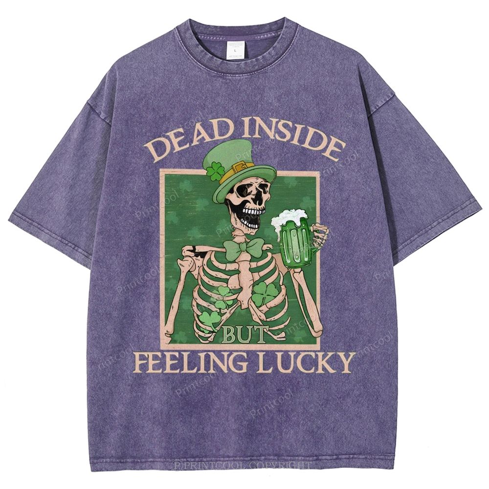 Lucky Skeleton Festival Vibe Unisex Vintage Washed Tee