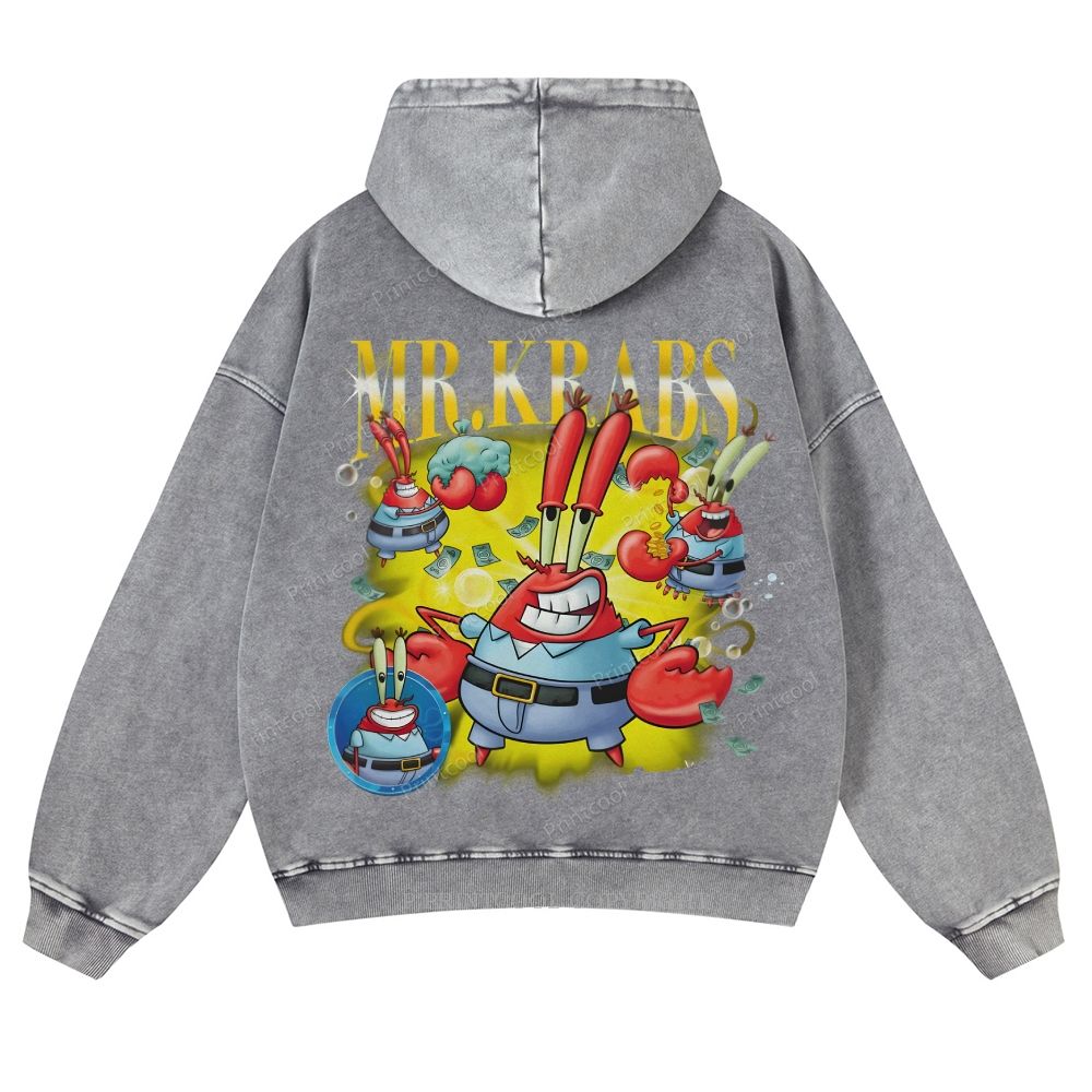 Mr. Krabs' Image Casual Washed Hoodie