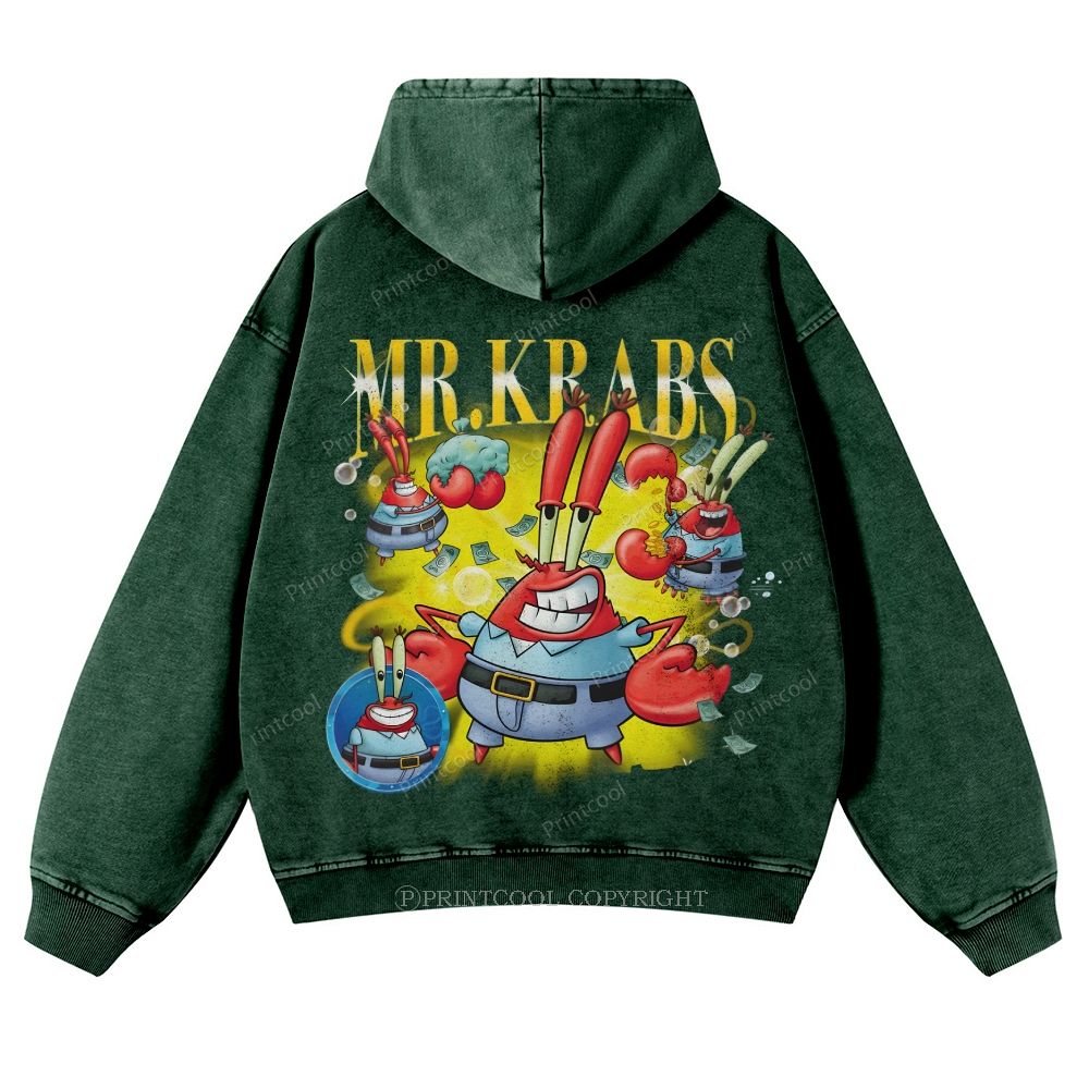 Mr. Krabs' Image Casual Washed Hoodie