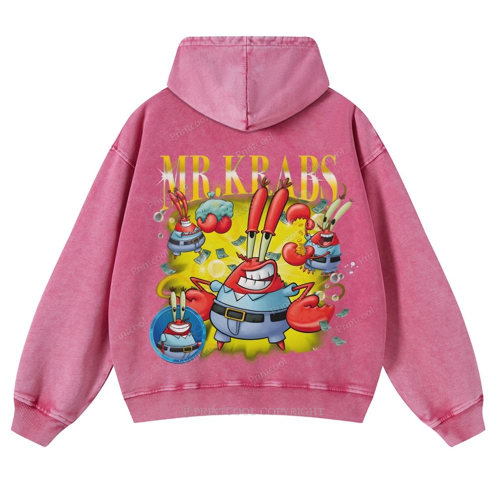 Mr. Krabs' Image Casual Washed Hoodie