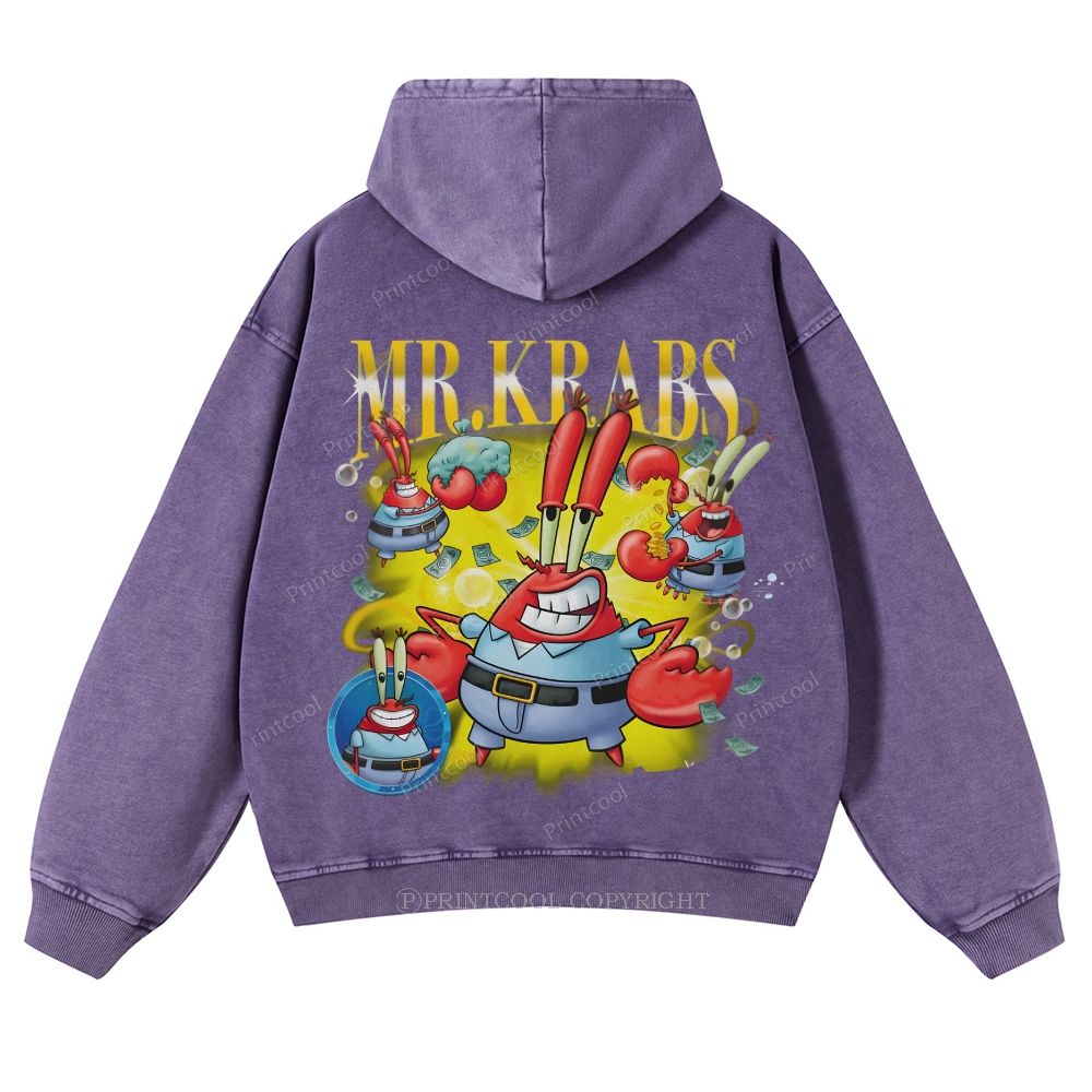 Mr. Krabs' Image Casual Washed Hoodie