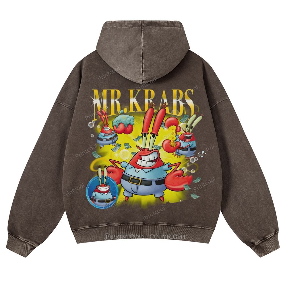Mr. Krabs' Image Casual Washed Hoodie