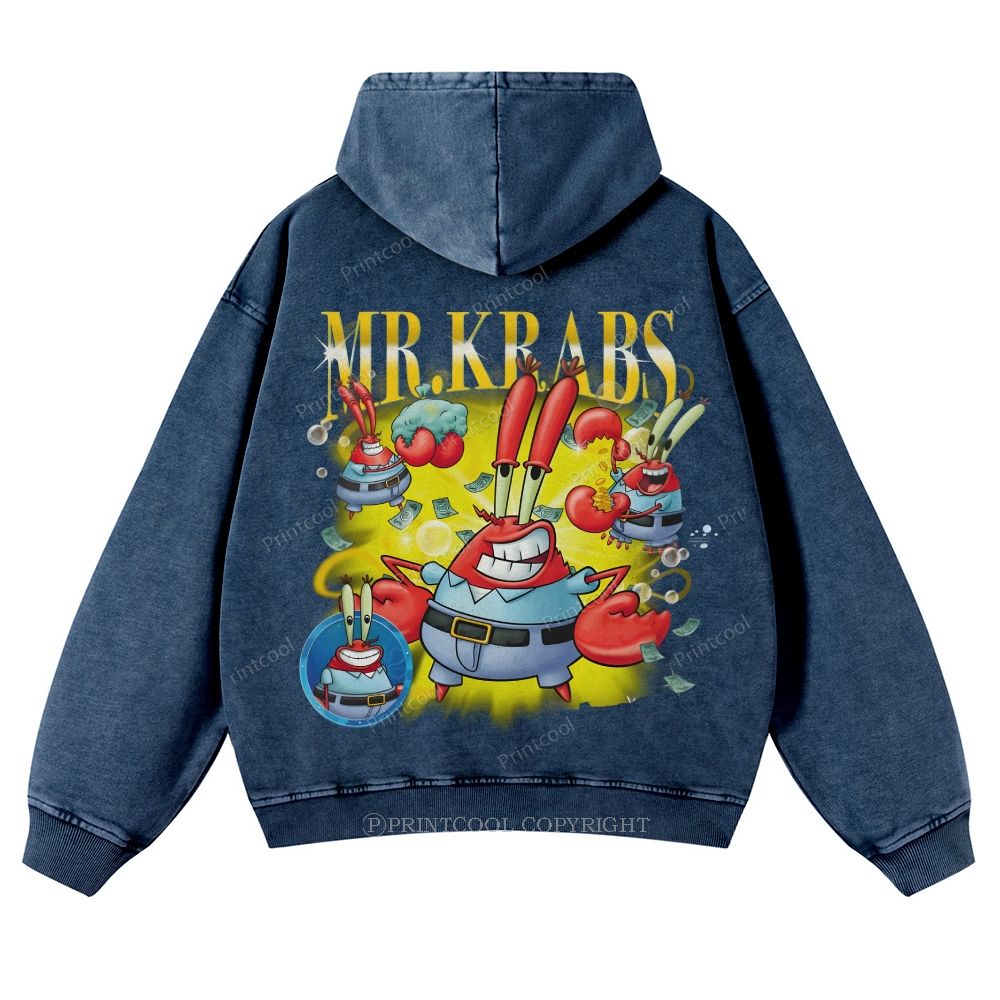 Mr. Krabs' Image Casual Washed Hoodie