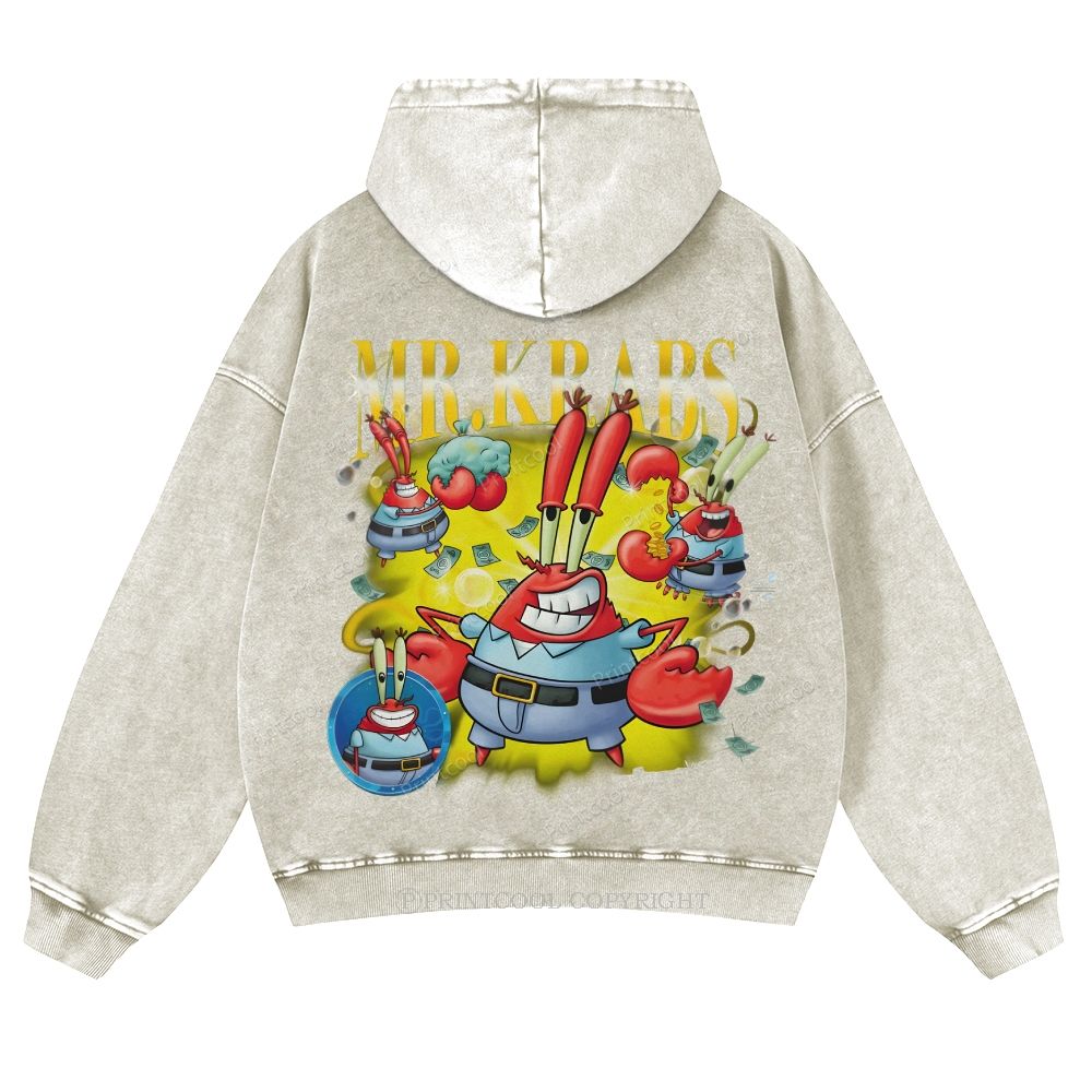Mr. Krabs' Image Casual Washed Hoodie