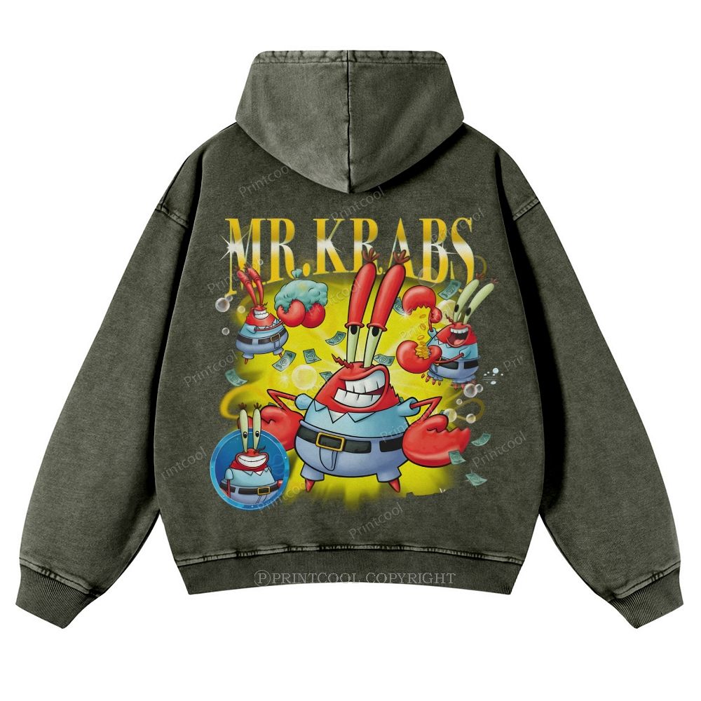 Mr. Krabs' Image Casual Washed Hoodie