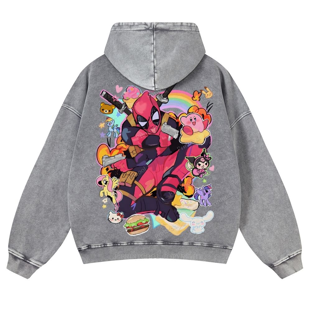 Deadpool And My Little Pony Casual Washed Hoodie 