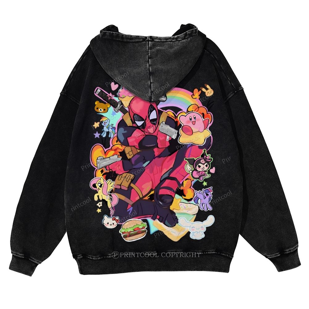 Deadpool And My Little Pony Casual Washed Hoodie 