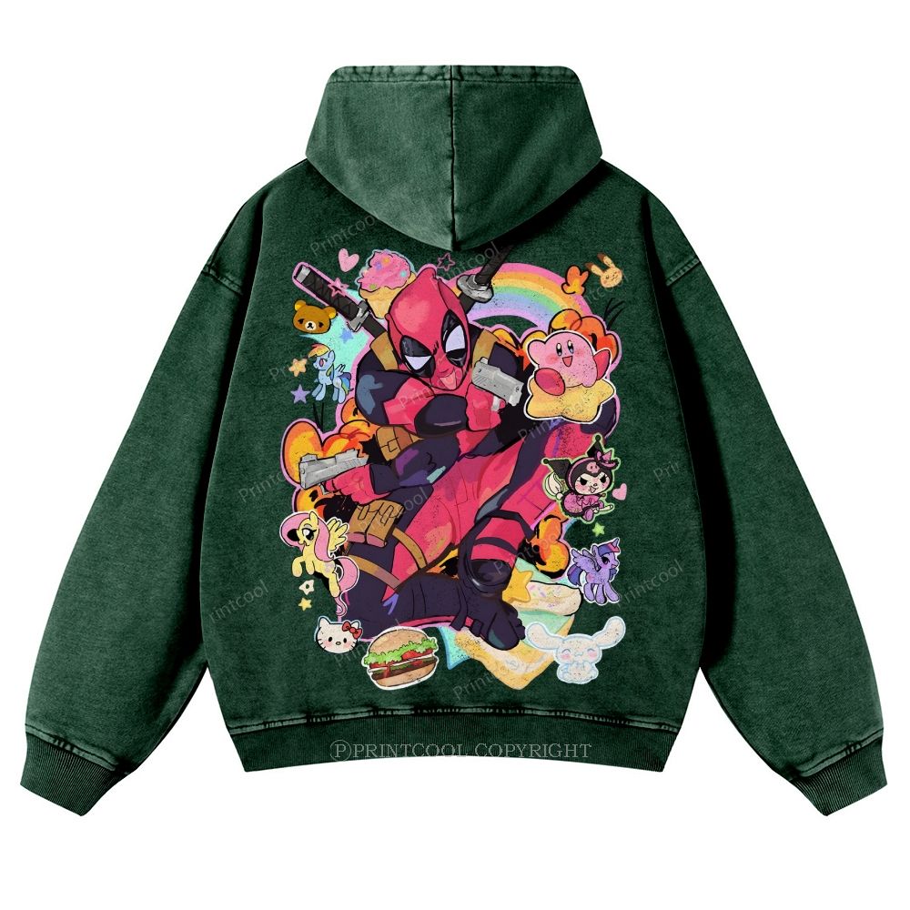 Deadpool And My Little Pony Casual Washed Hoodie 