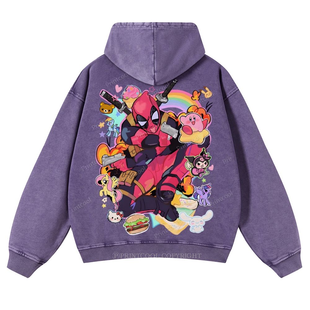 Deadpool And My Little Pony Casual Washed Hoodie 