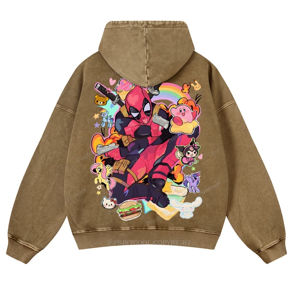 Deadpool And My Little Pony Casual Washed Hoodie 