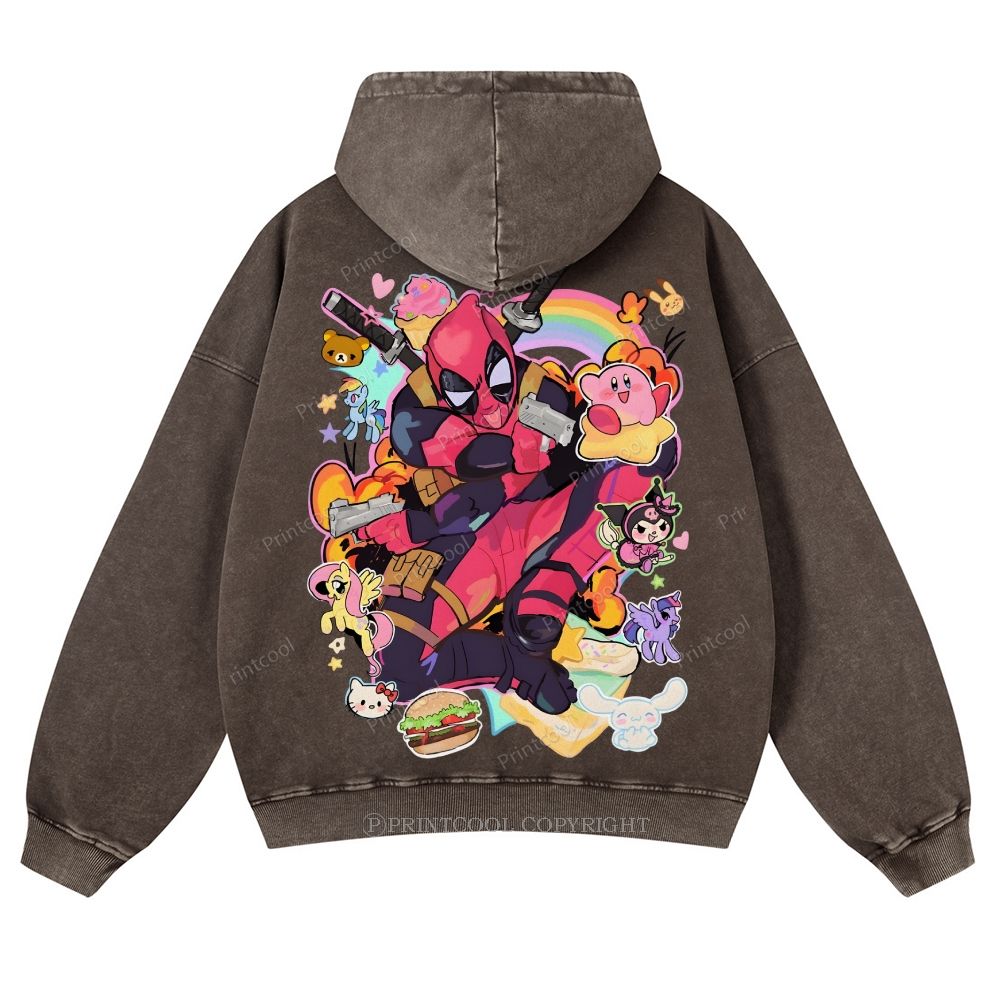 Deadpool And My Little Pony Casual Washed Hoodie 