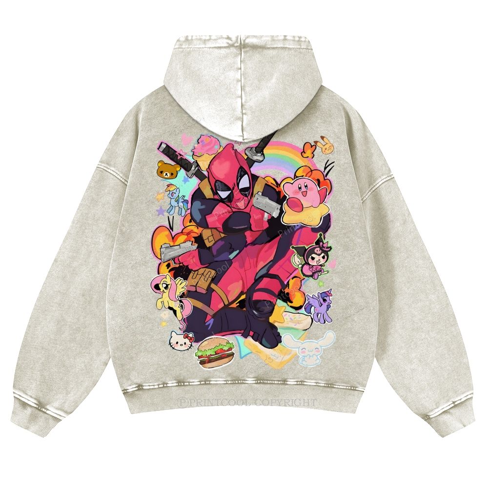 Deadpool And My Little Pony Casual Washed Hoodie 
