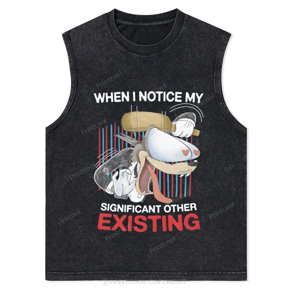 Cartoon Love Humor Meme Unisex Washed Tank Top