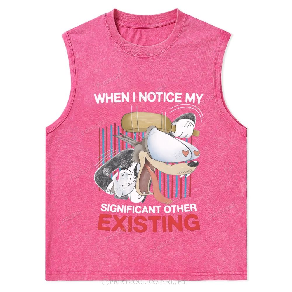 Cartoon Love Humor Meme Unisex Washed Tank Top