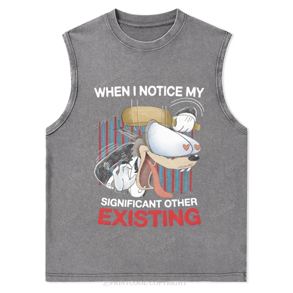 Cartoon Love Humor Meme Unisex Washed Tank Top