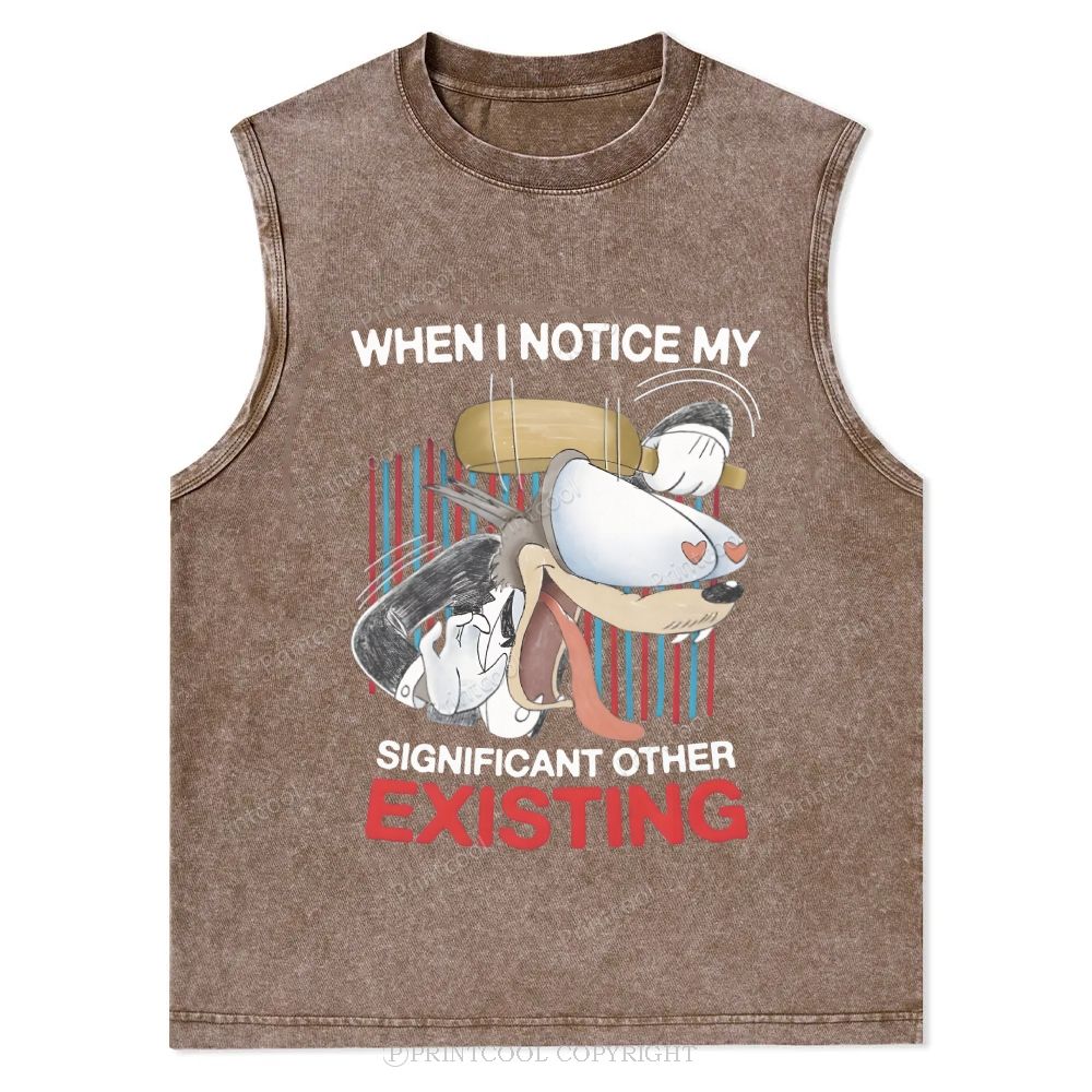Cartoon Love Humor Meme Unisex Washed Tank Top