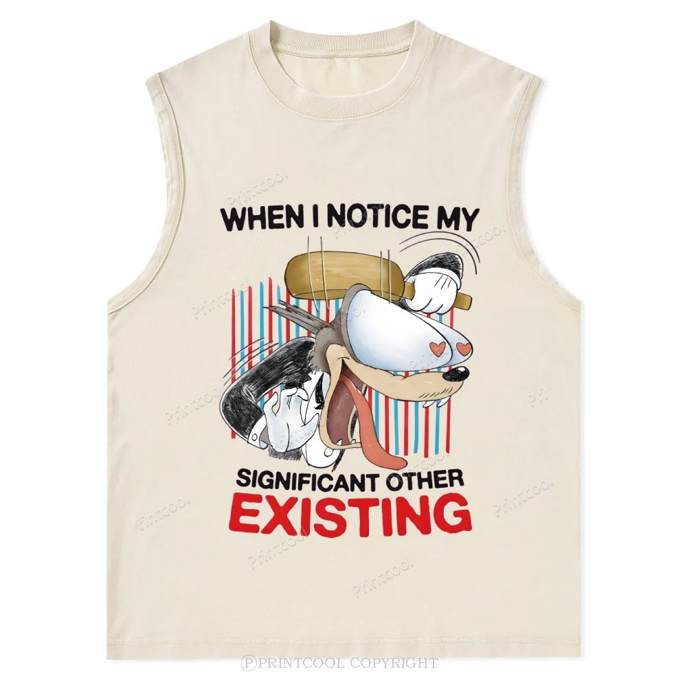Cartoon Love Humor Meme Unisex Washed Tank Top