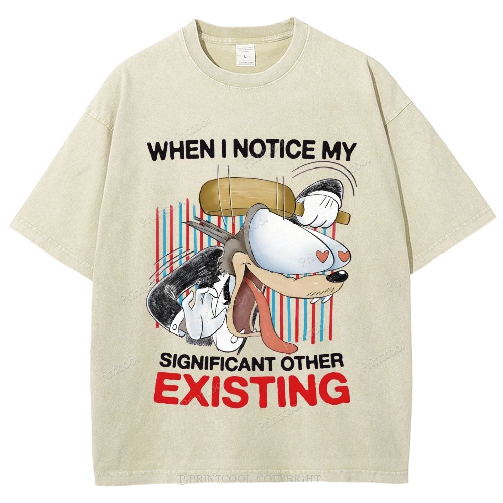 Cartoon Love Humor Meme Unisex Vintage Washed Tee