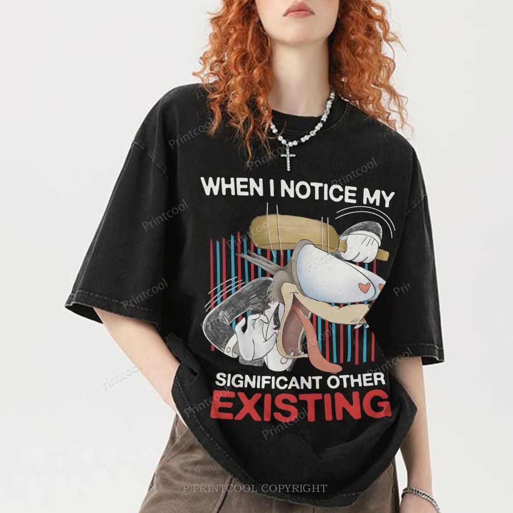 Cartoon Love Humor Meme Unisex Vintage Washed Tee
