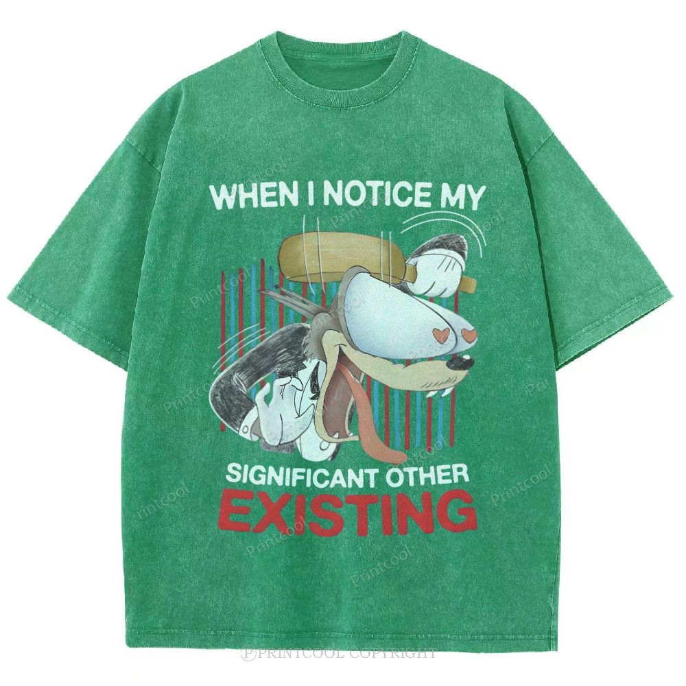 Cartoon Love Humor Meme Unisex Vintage Washed Tee