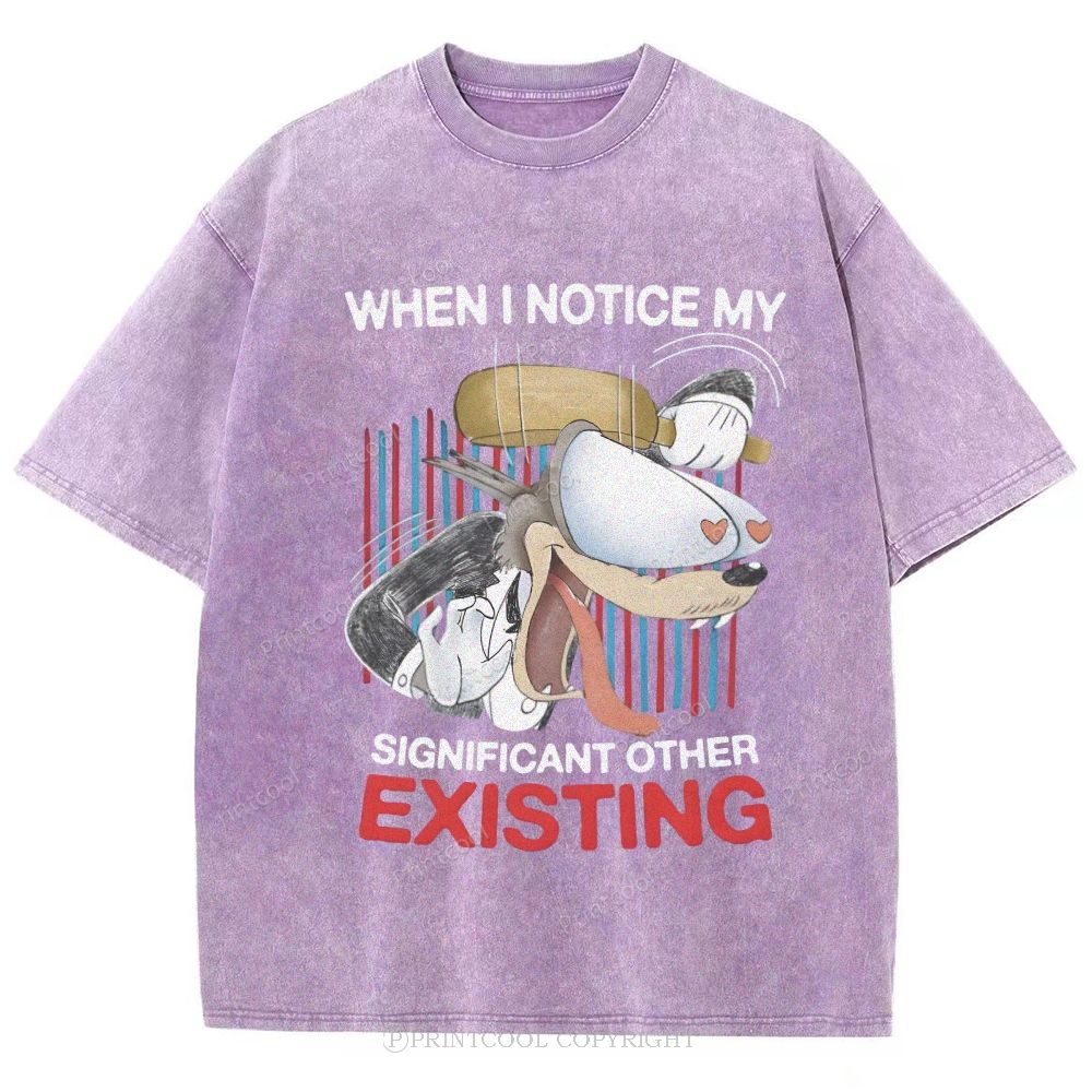 Cartoon Love Humor Meme Unisex Vintage Washed Tee