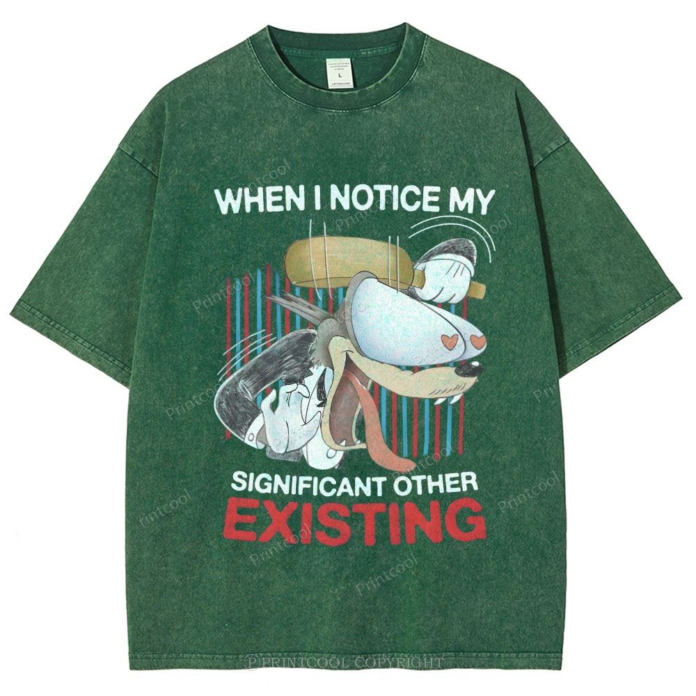 Cartoon Love Humor Meme Unisex Vintage Washed Tee