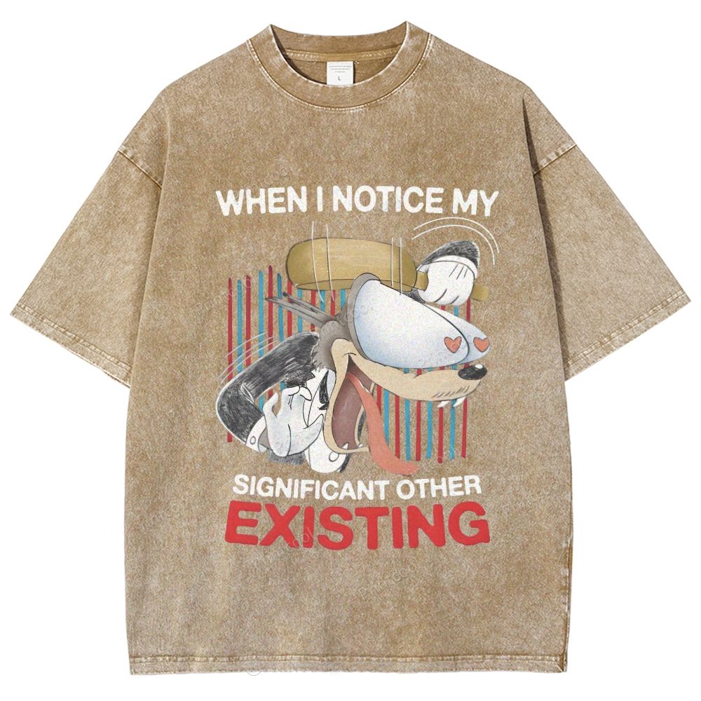 Cartoon Love Humor Meme Unisex Vintage Washed Tee