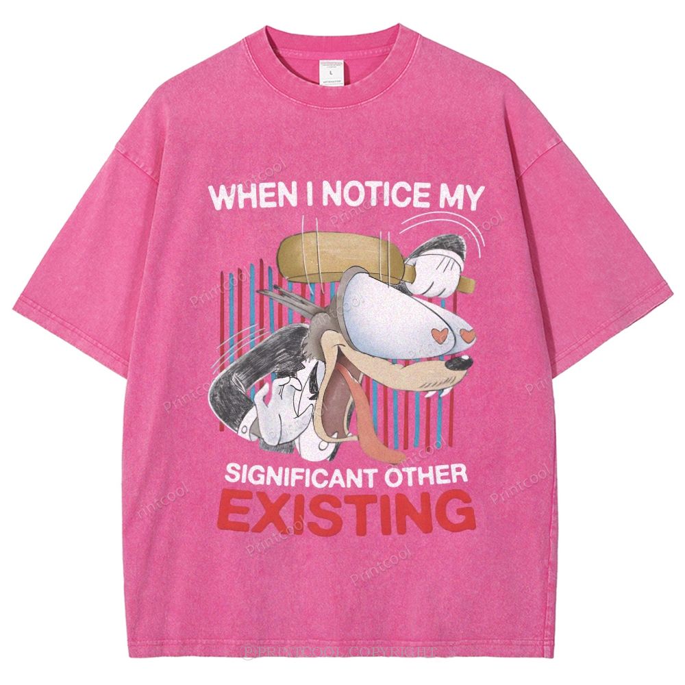 Cartoon Love Humor Meme Unisex Vintage Washed Tee