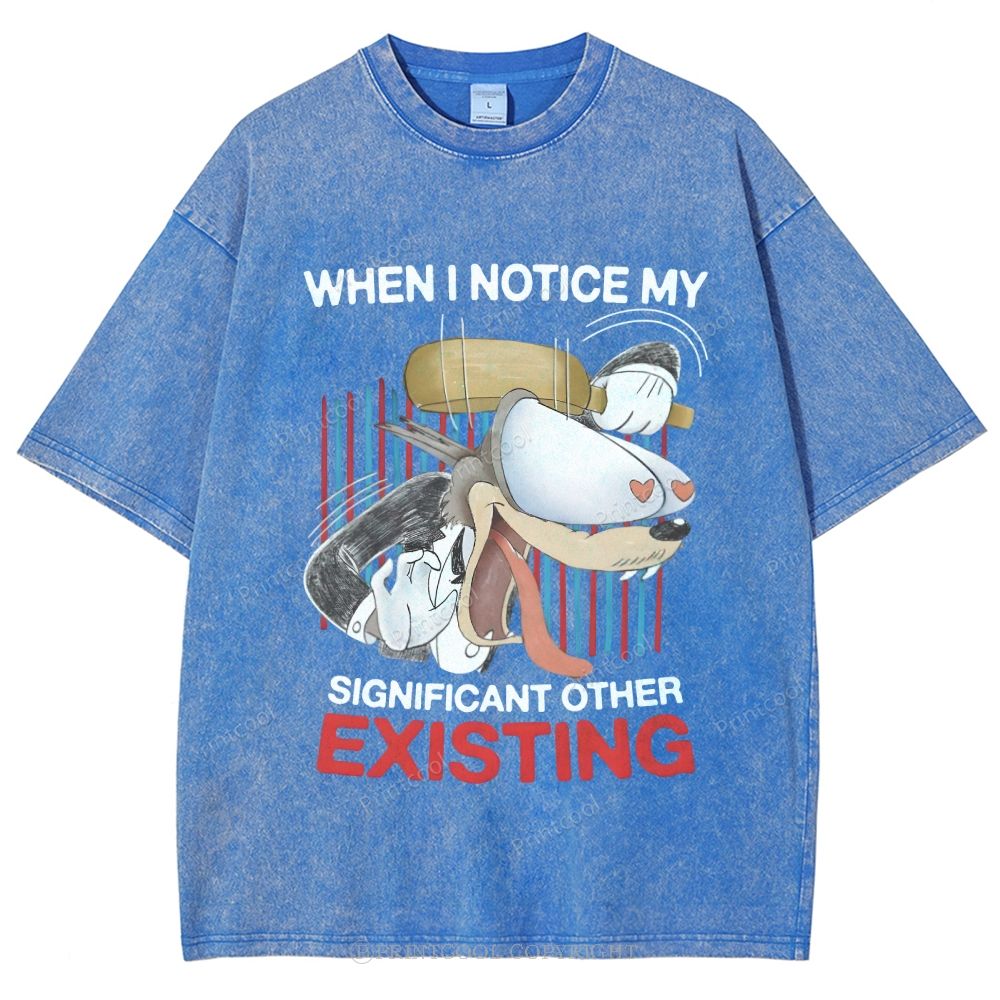 Cartoon Love Humor Meme Unisex Vintage Washed Tee