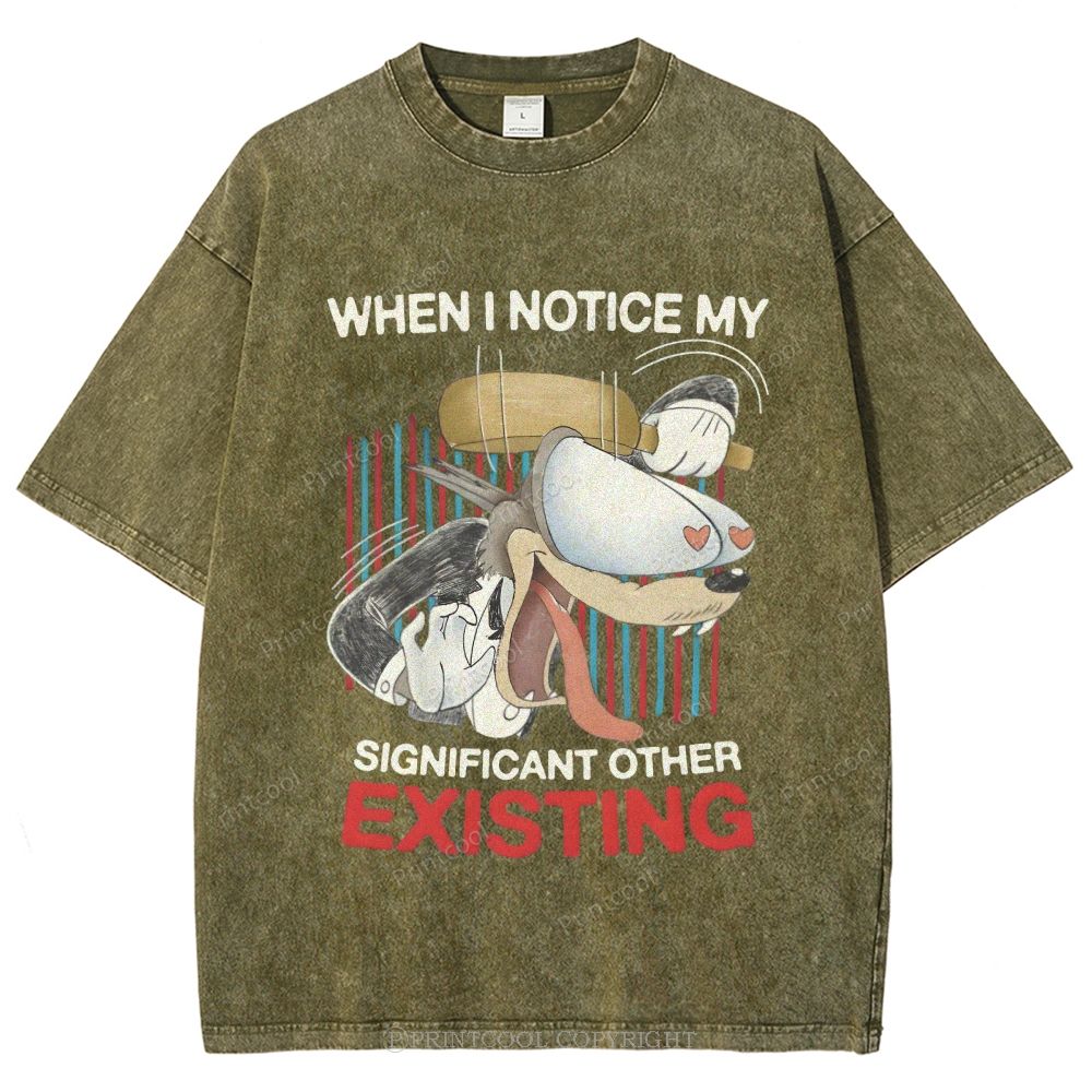 Cartoon Love Humor Meme Unisex Vintage Washed Tee