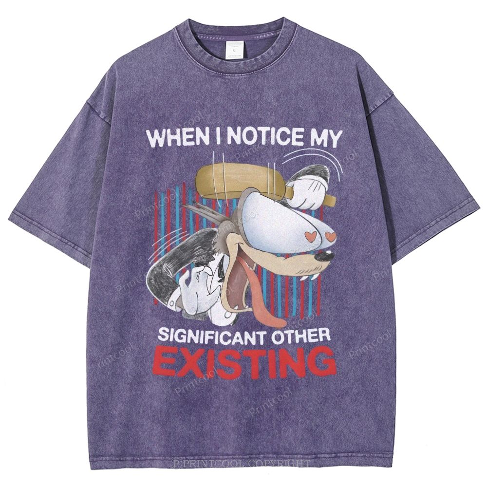 Cartoon Love Humor Meme Unisex Vintage Washed Tee