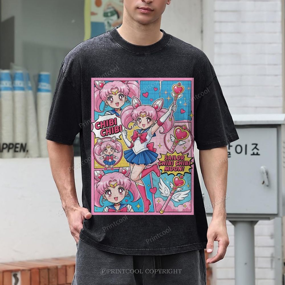 Sailor Chibi Chibi Moon Unisex Vintage Washed Tee 