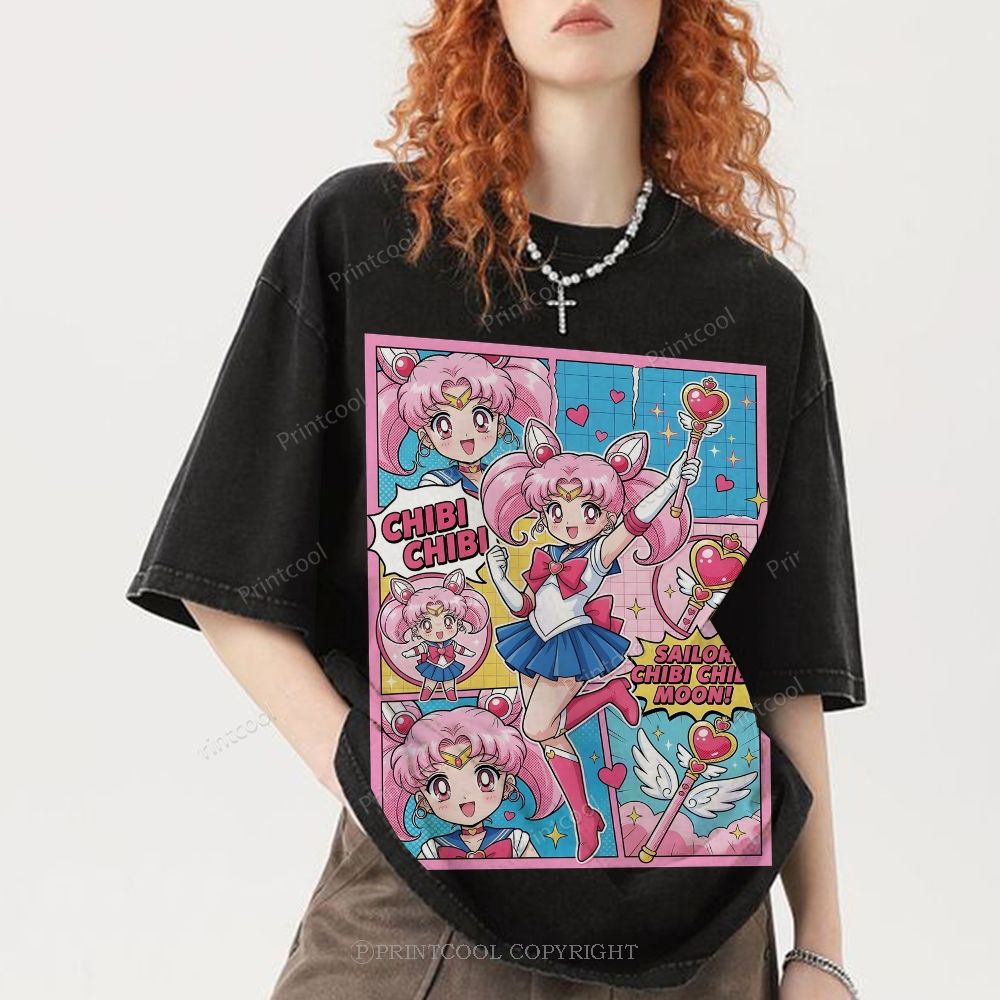 Sailor Chibi Chibi Moon Unisex Vintage Washed Tee 