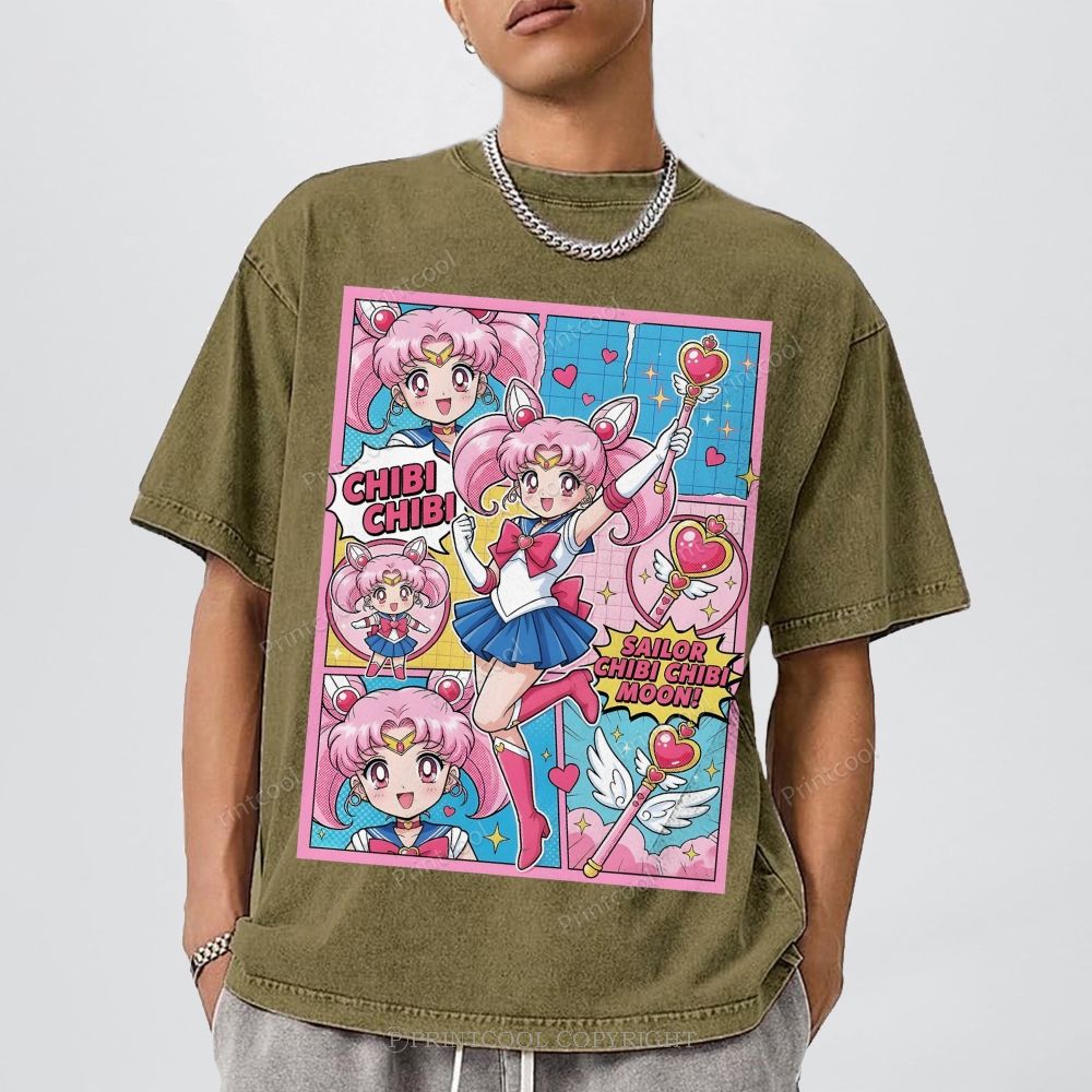 Sailor Chibi Chibi Moon Unisex Vintage Washed Tee 