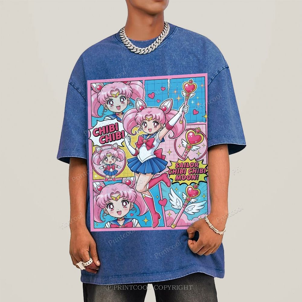 Sailor Chibi Chibi Moon Unisex Vintage Washed Tee 