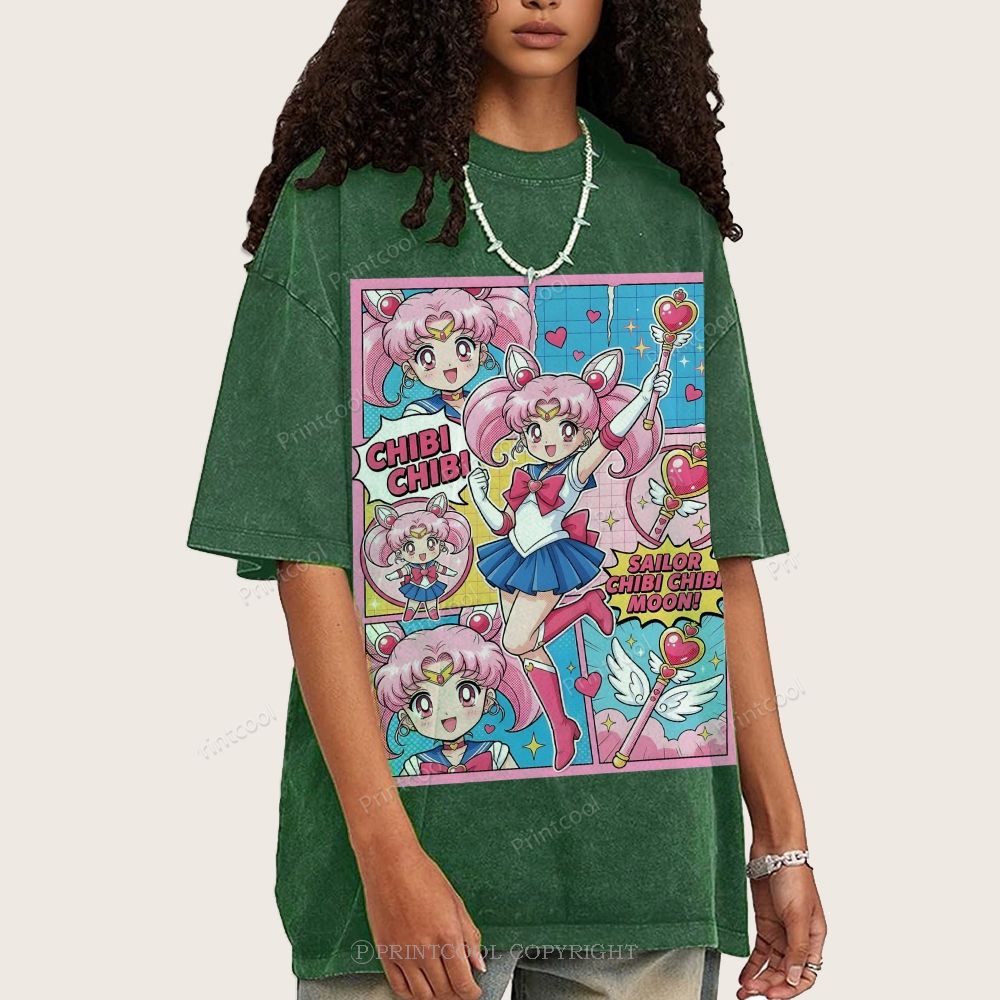Sailor Chibi Chibi Moon Unisex Vintage Washed Tee 