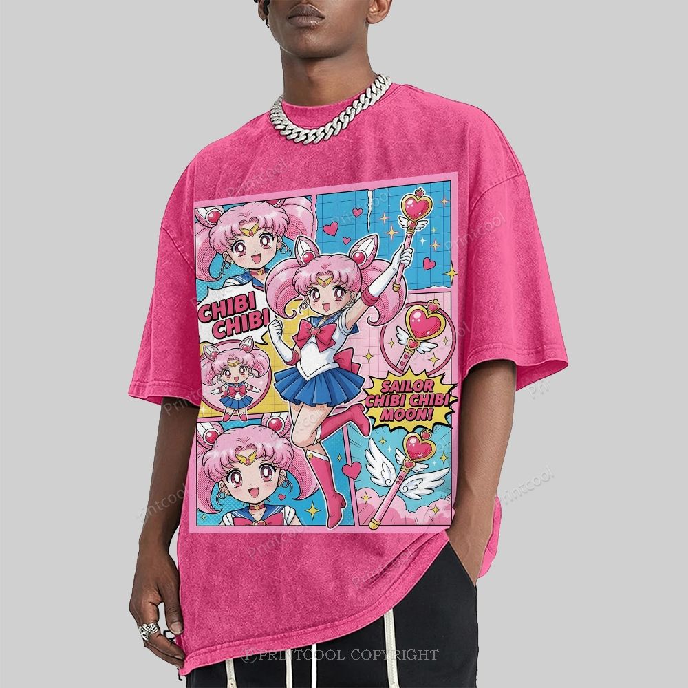 Sailor Chibi Chibi Moon Unisex Vintage Washed Tee 