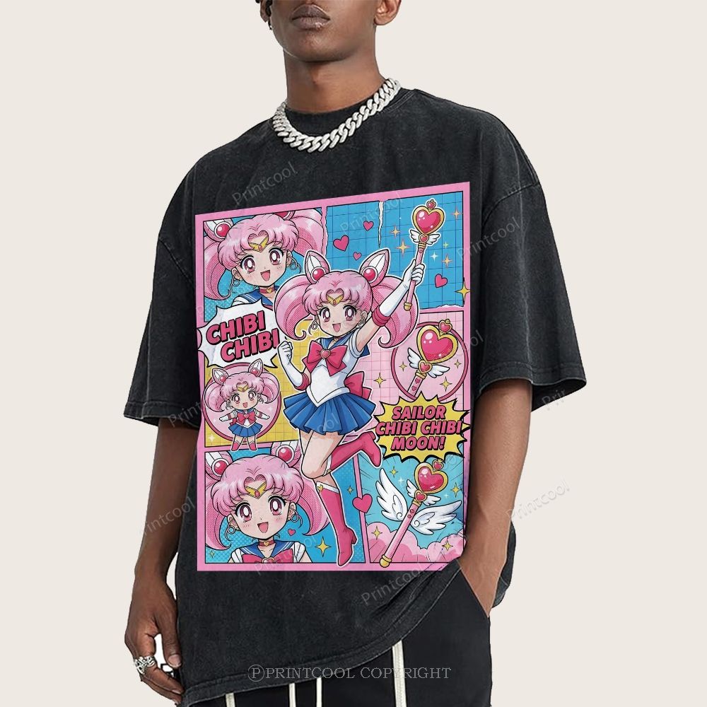 Sailor Chibi Chibi Moon Unisex Vintage Washed Tee 