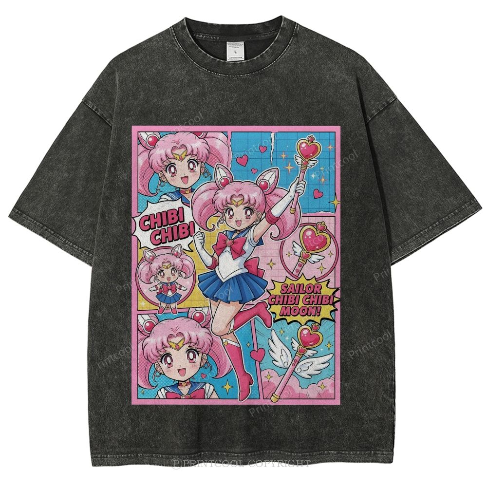 Sailor Chibi Chibi Moon Unisex Vintage Washed Tee 