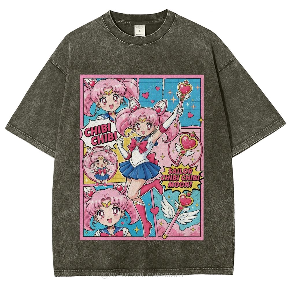 Sailor Chibi Chibi Moon Unisex Vintage Washed Tee 