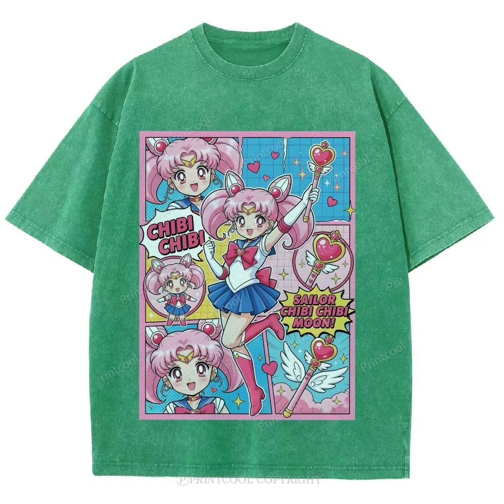 Sailor Chibi Chibi Moon Unisex Vintage Washed Tee 