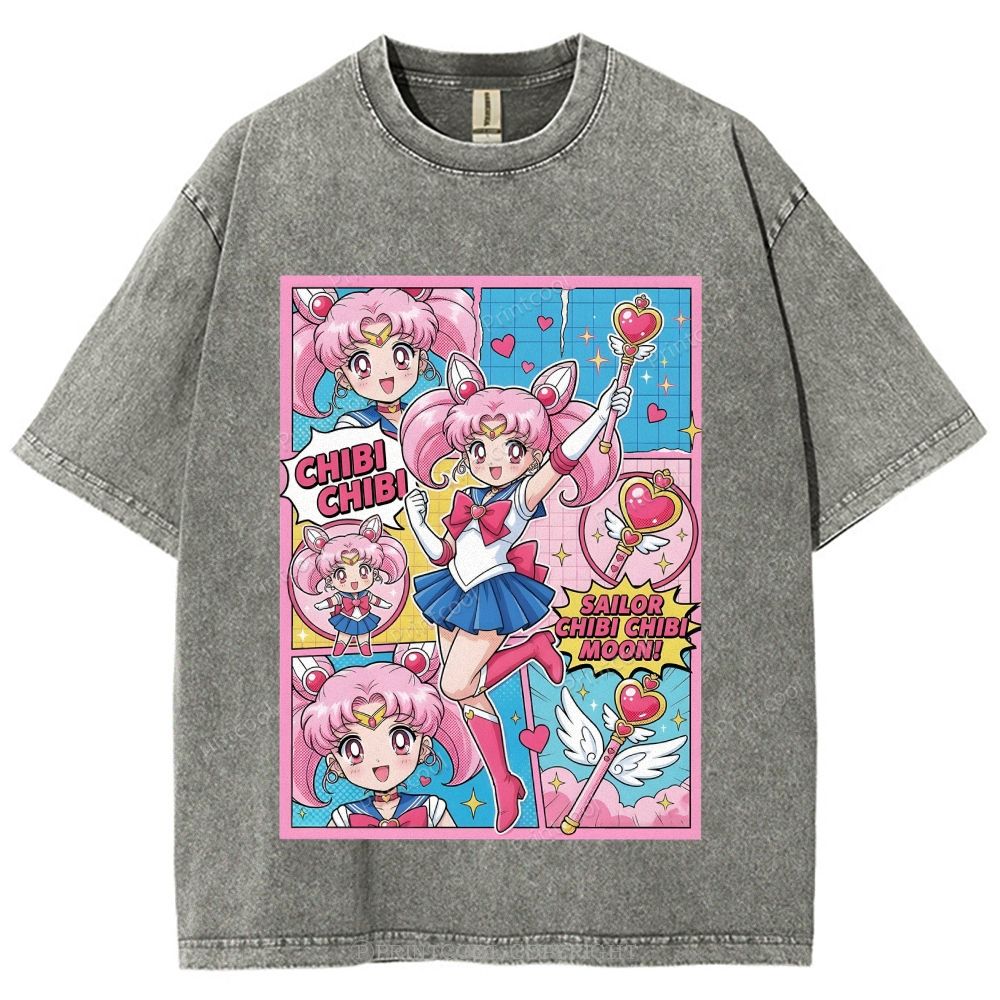 Sailor Chibi Chibi Moon Unisex Vintage Washed Tee 